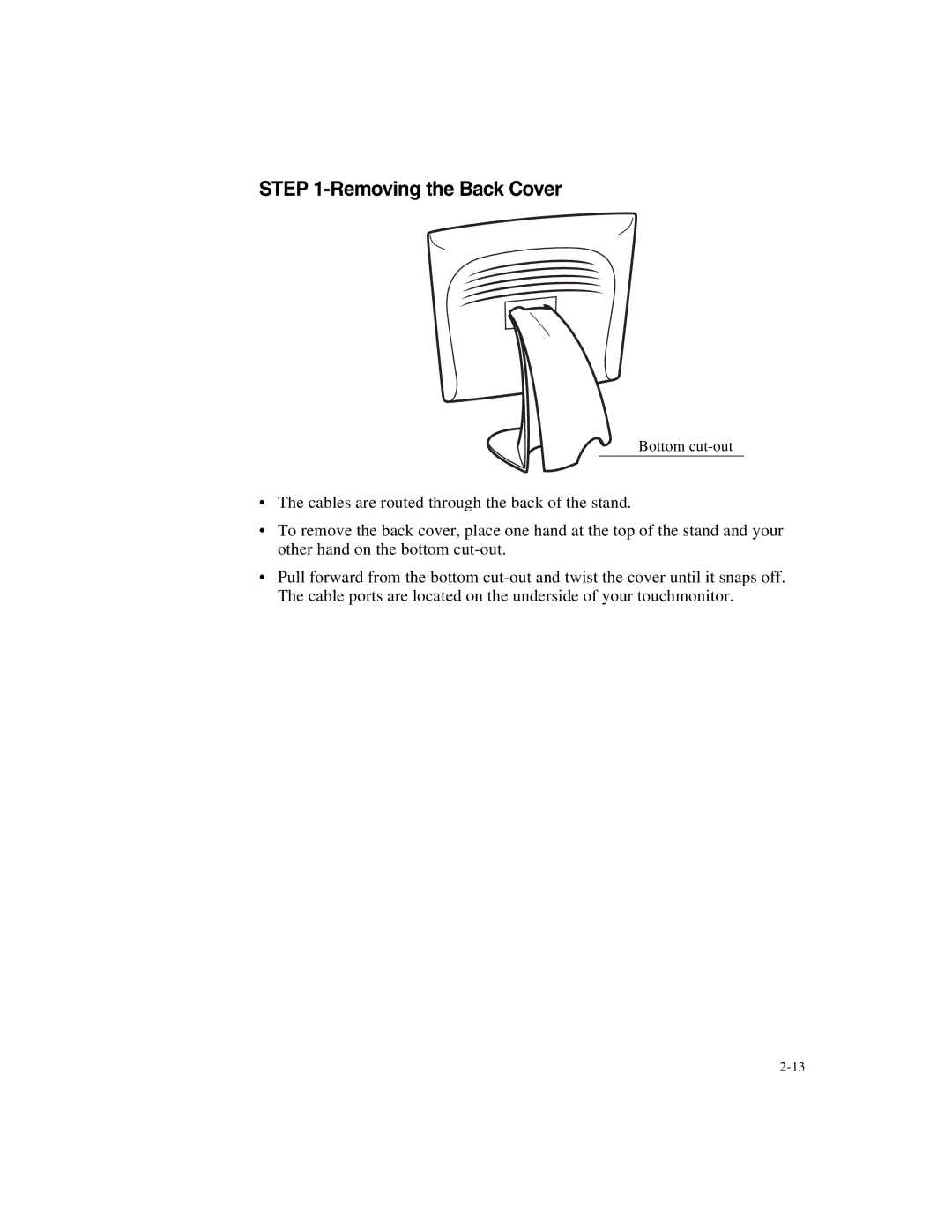 Elo TouchSystems 1525/27L manual Removing the Back Cover 