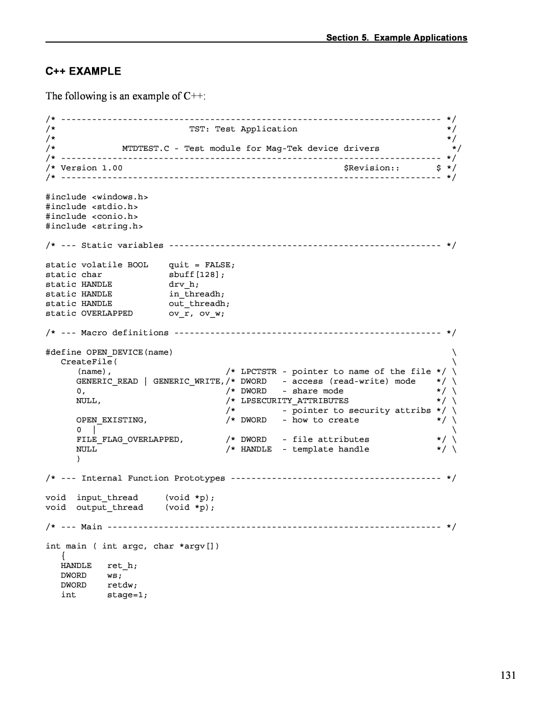 Elo TouchSystems 1525L manual C++ Example, The following is an example of C++ 
