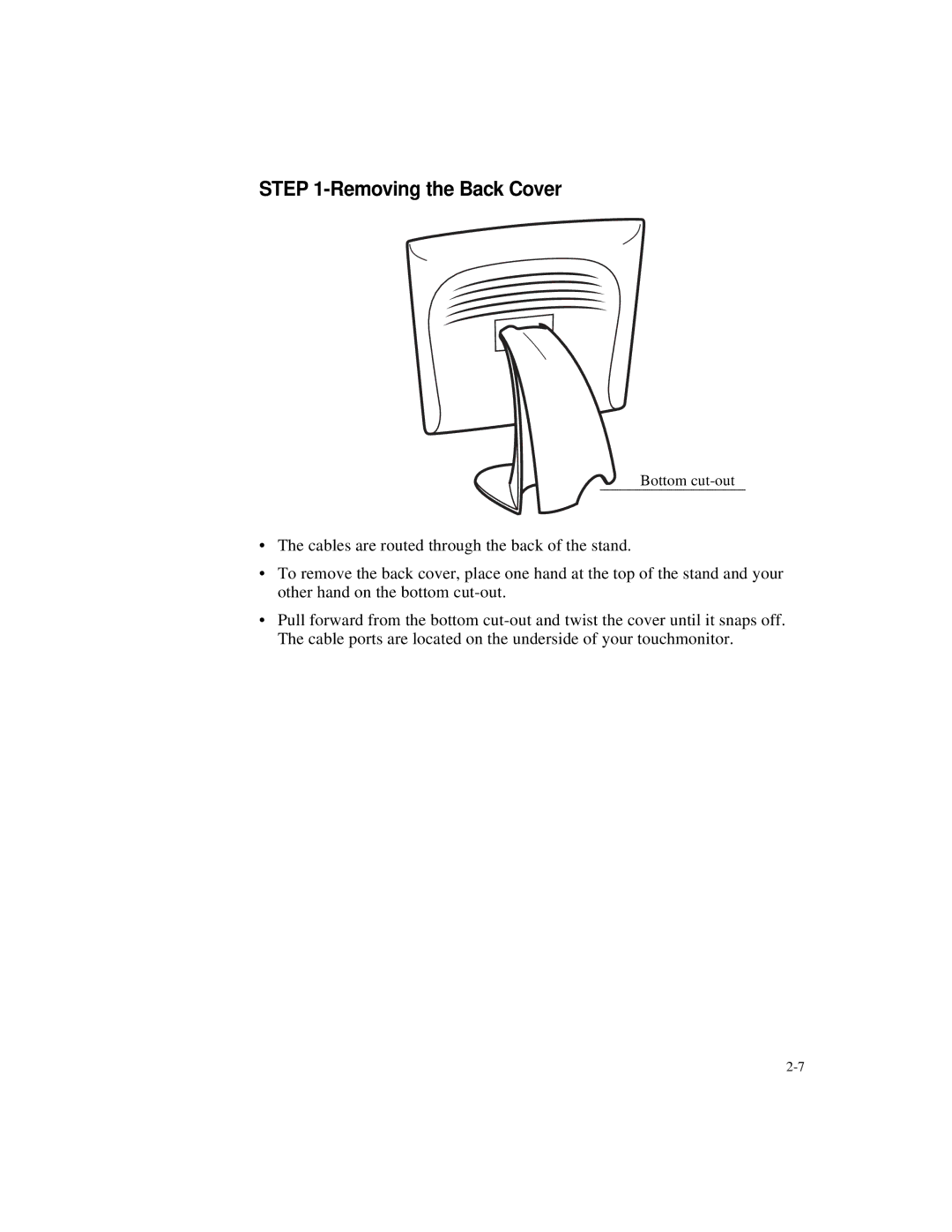 Elo TouchSystems 1525L manual Removing the Back Cover 