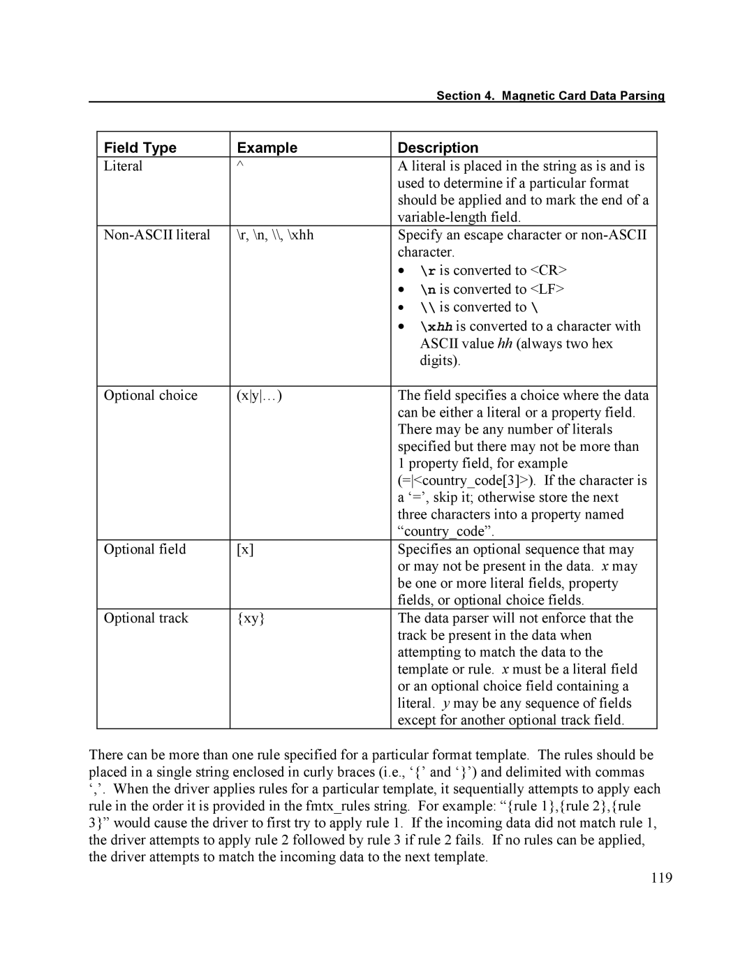 Elo TouchSystems 1525L manual Field Type Example Description 