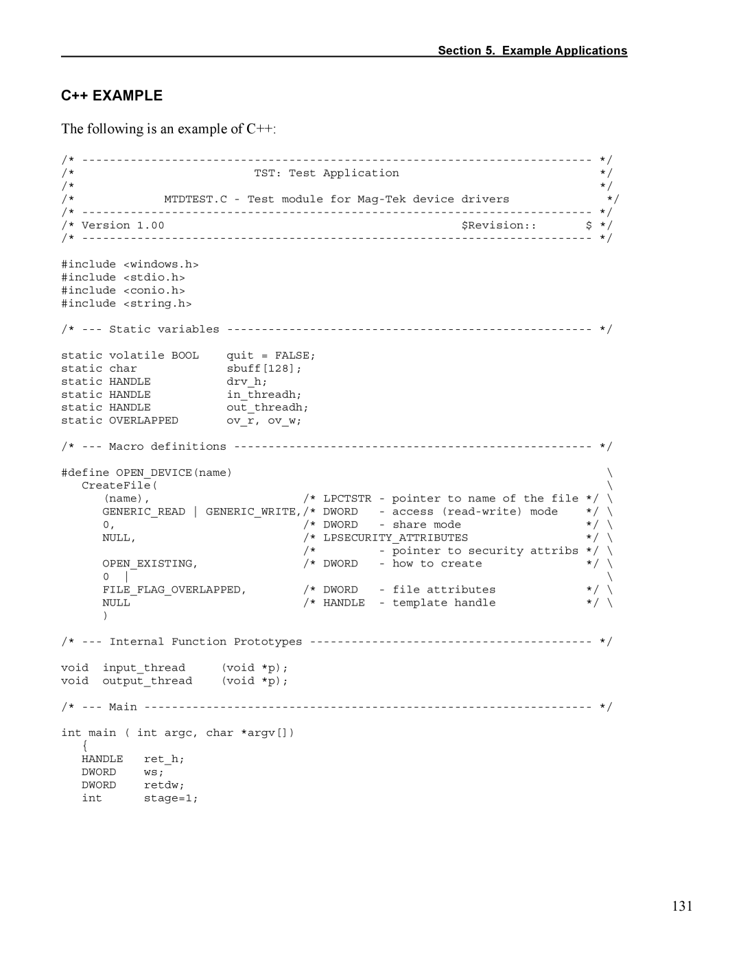 Elo TouchSystems 1525L manual ++ Example, Following is an example of C++, 131 