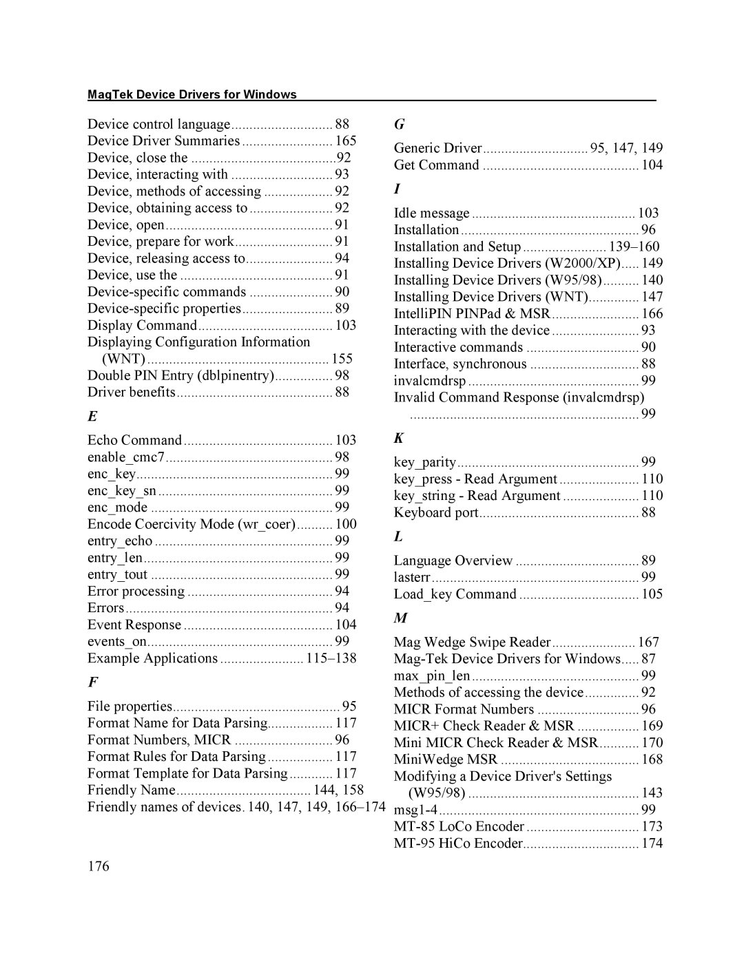 Elo TouchSystems 1525L manual Displaying Configuration Information, Example Applications 115-138, 139-160, 176 