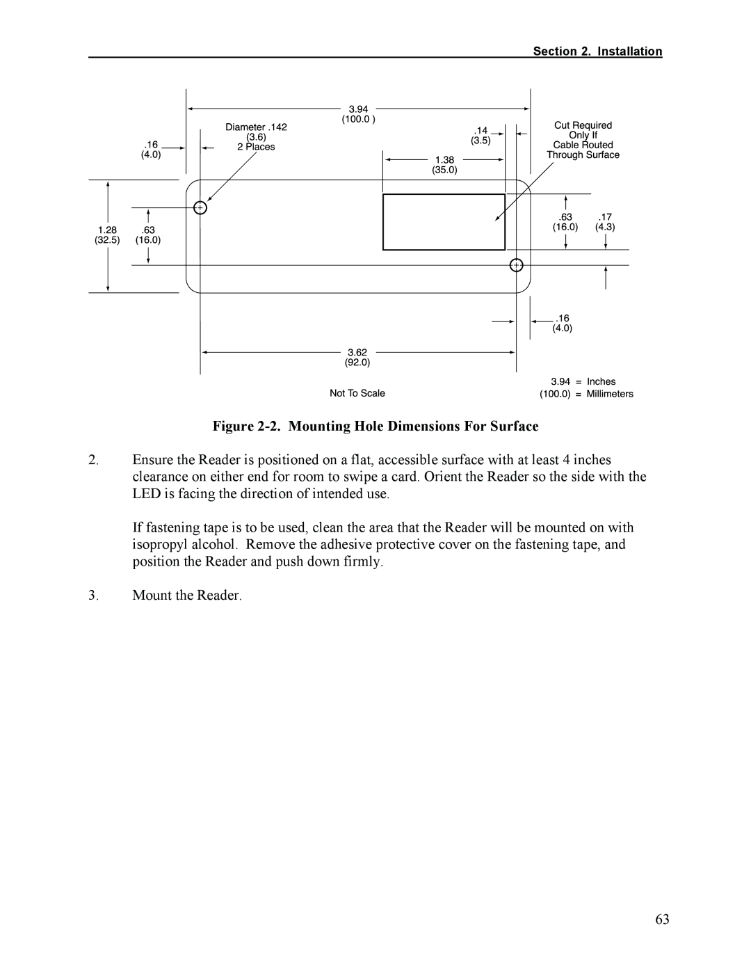 Elo TouchSystems 1525L manual Mounting Hole Dimensions For Surface 