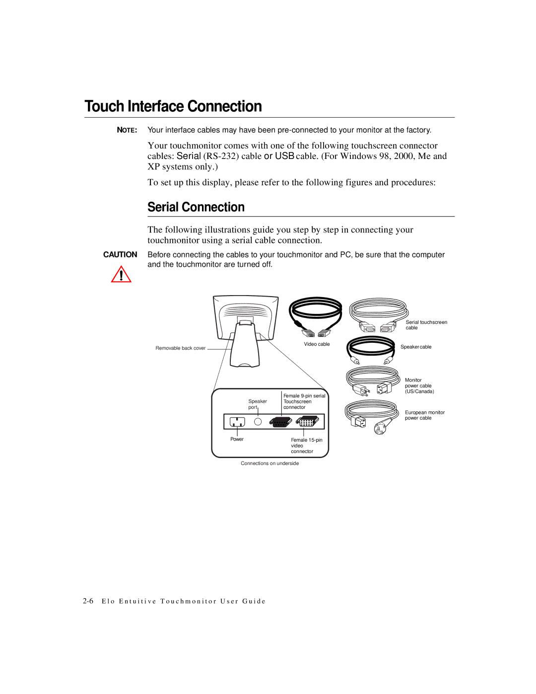 Elo TouchSystems 1525L manual Touch Interface Connection, Serial Connection 