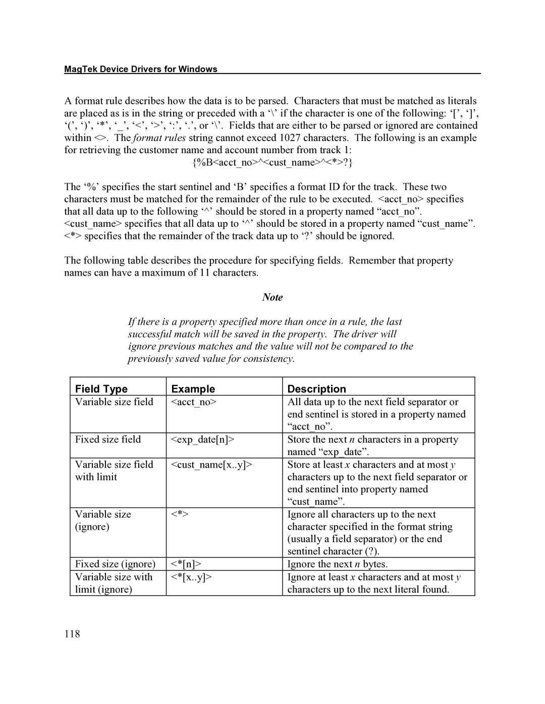 Elo TouchSystems 1525L manual Field Type Example Description 