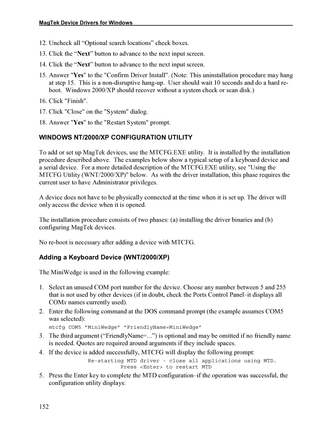 Elo TouchSystems 1525L manual Windows NT/2000/XP Configuration Utility, Adding a Keyboard Device WNT/2000/XP 