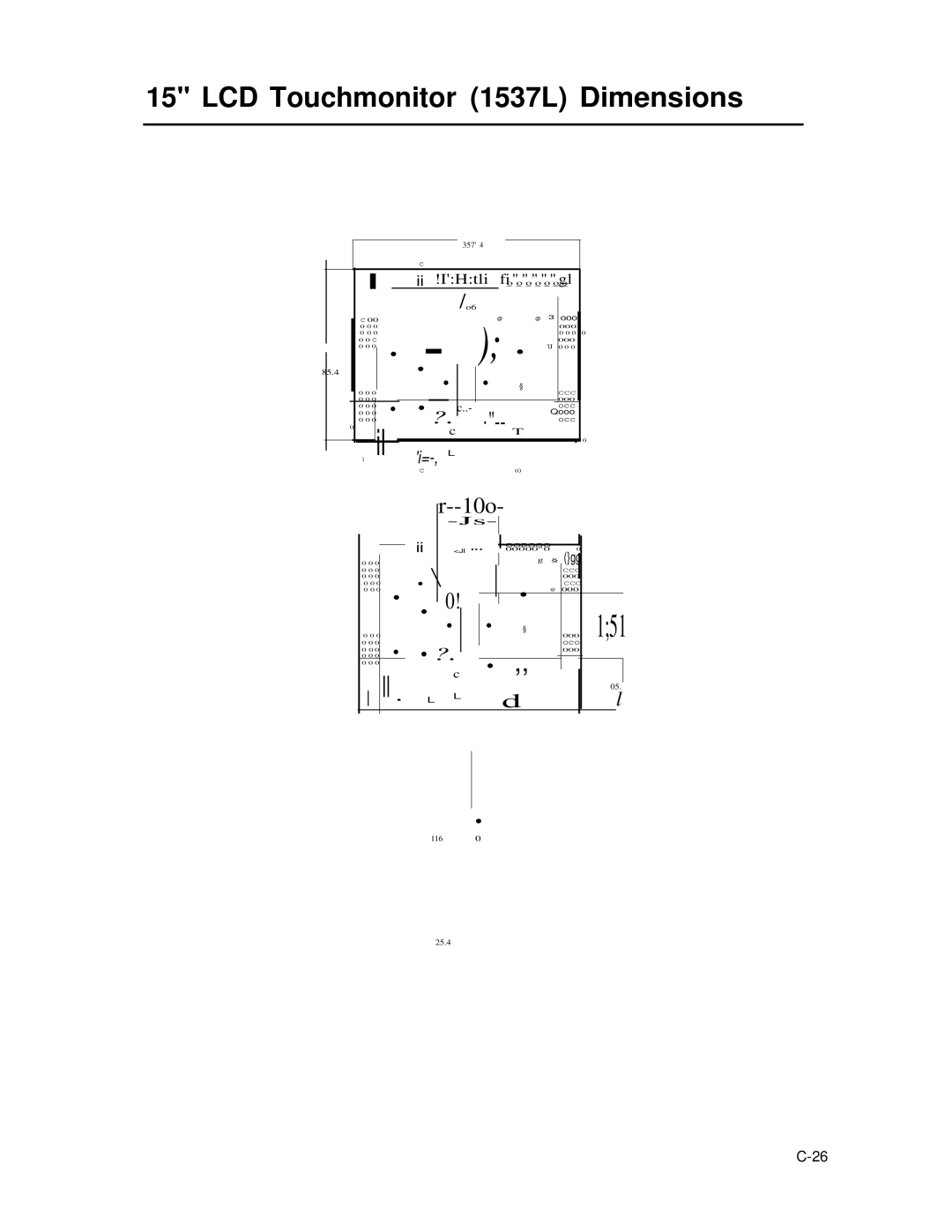 Elo TouchSystems manual LCD Touchmonitor 1537L Dimensions 