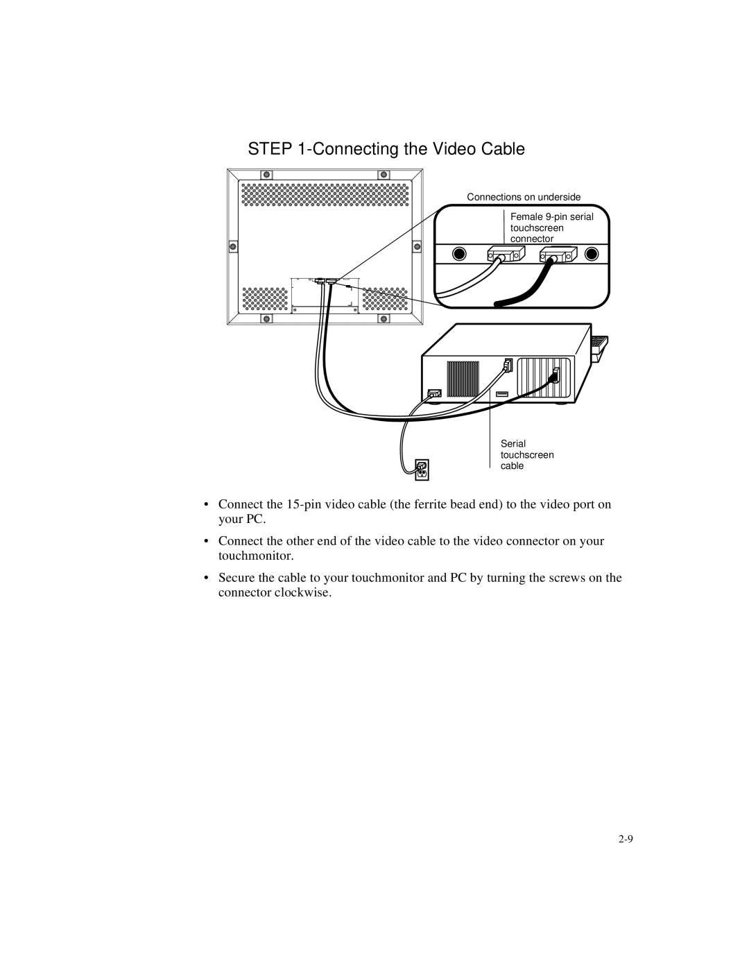 Elo TouchSystems 1566L manual Connecting the Video Cable 