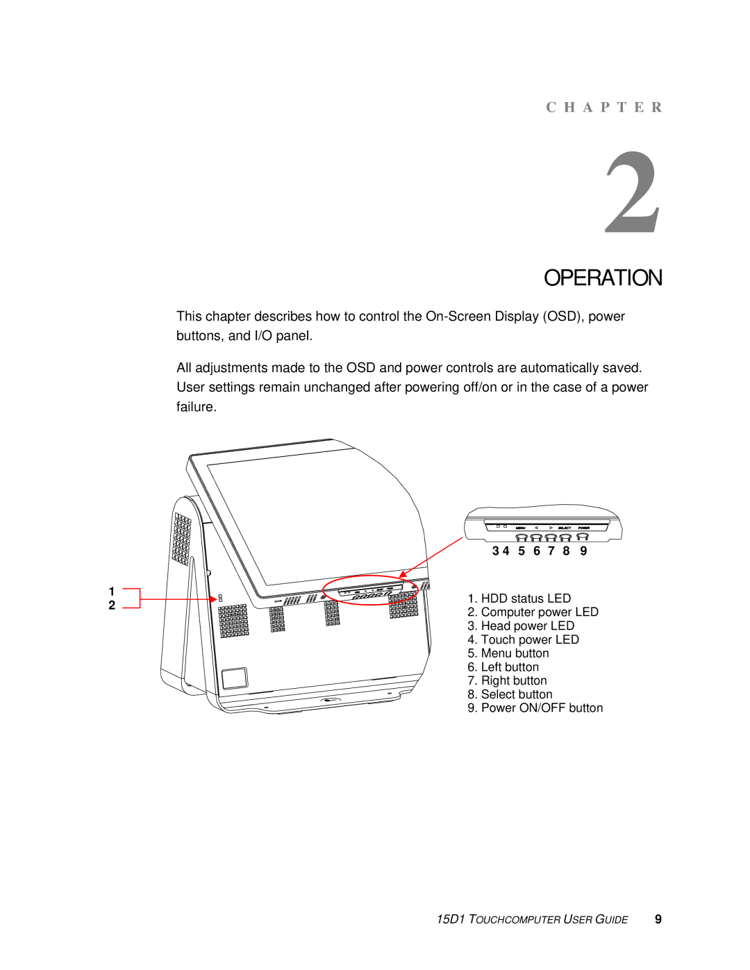 Elo TouchSystems 15D1 manual Operation 