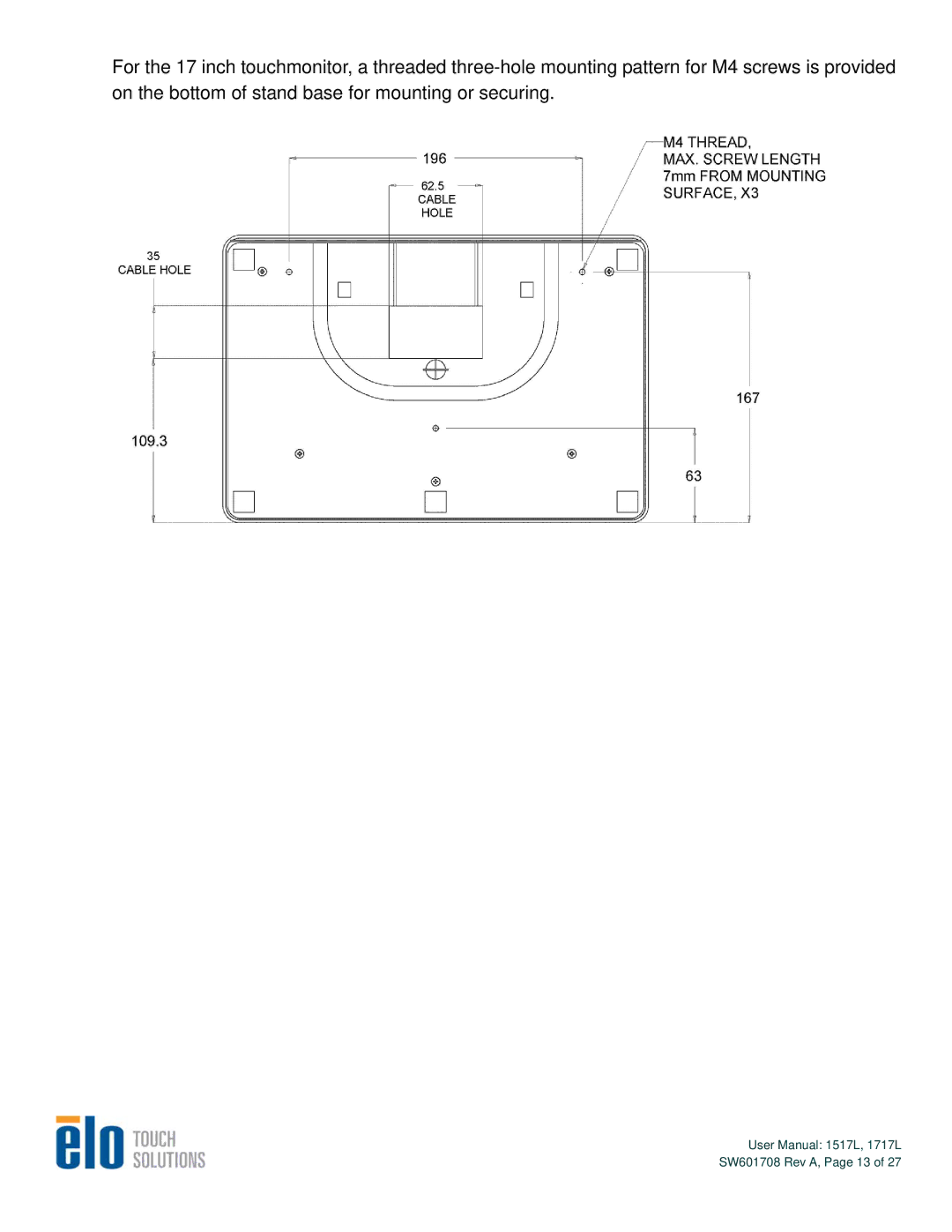 Elo TouchSystems 1517L, 1717L user manual SW601708 Rev A, Page 13 