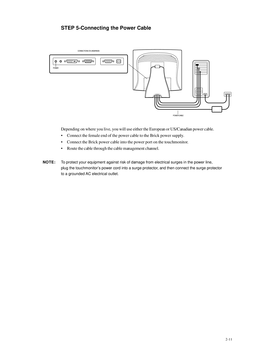 Elo TouchSystems 1725L, 1727L manual Connecting the Power Cable 