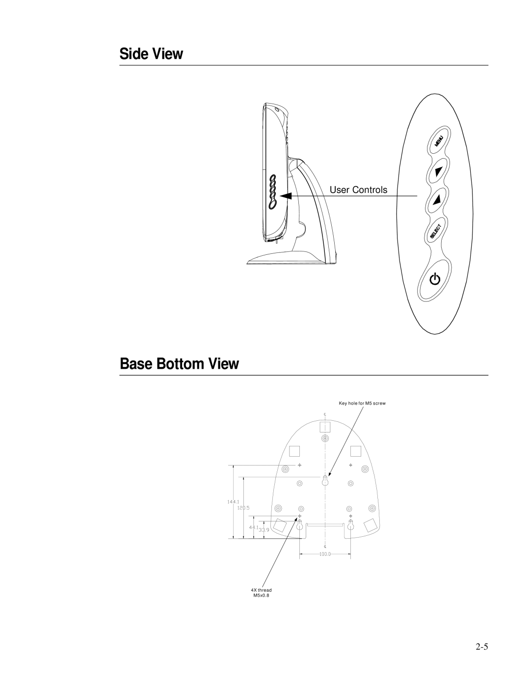 Elo TouchSystems 1727L Series manual Side View 