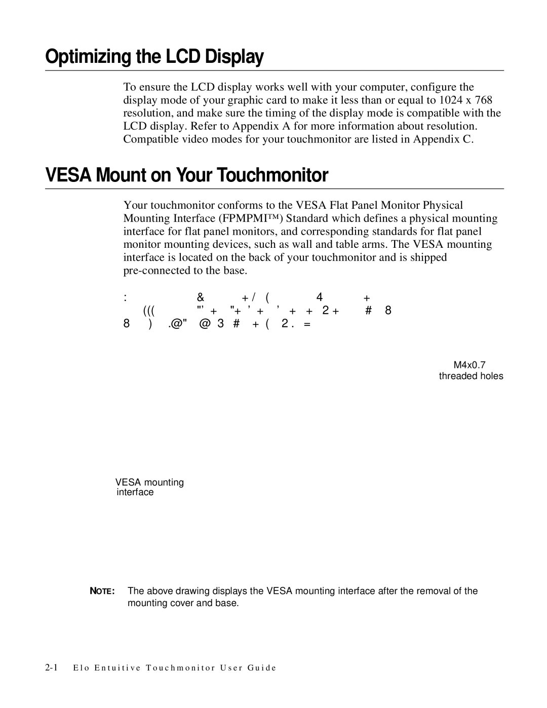 Elo TouchSystems 1727L Series manual Optimizing the LCD Display, Vesa Mount on Your Touchmonitor 