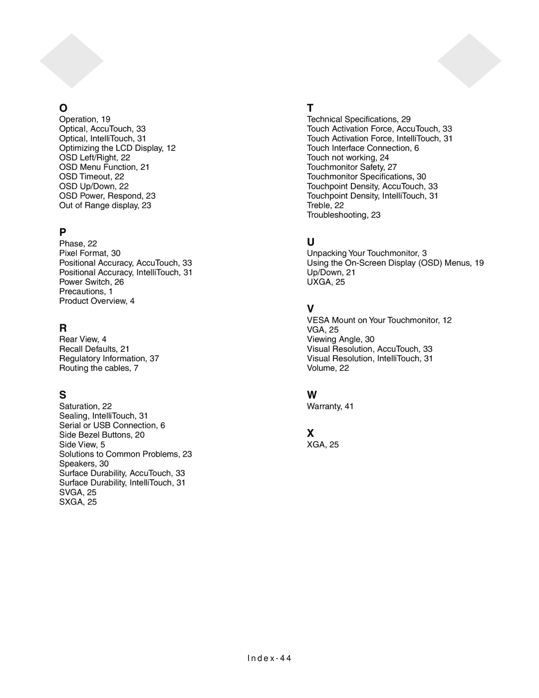 Elo TouchSystems 1727L Series manual 