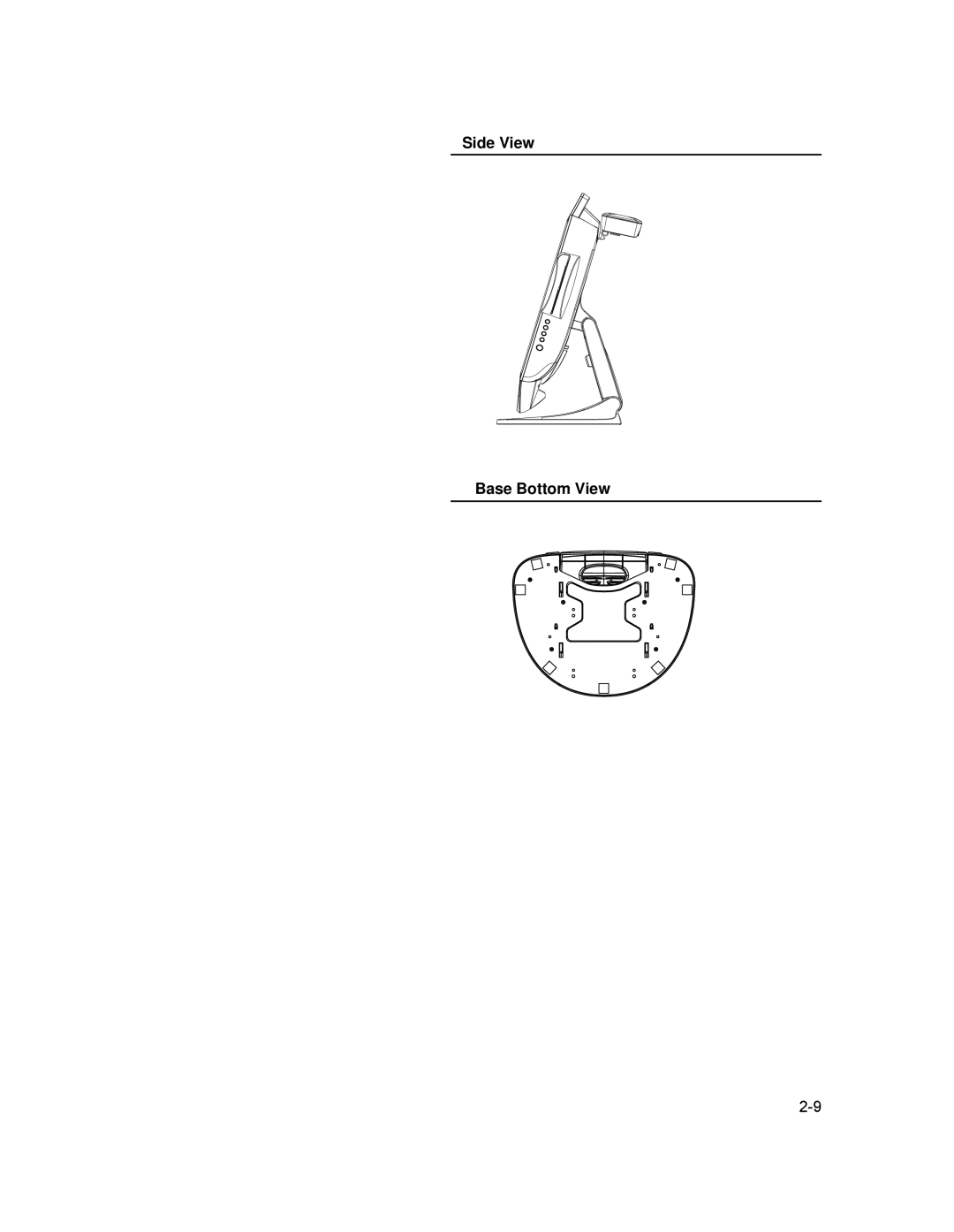 Elo TouchSystems 1729L manual Side View Base Bottom View 