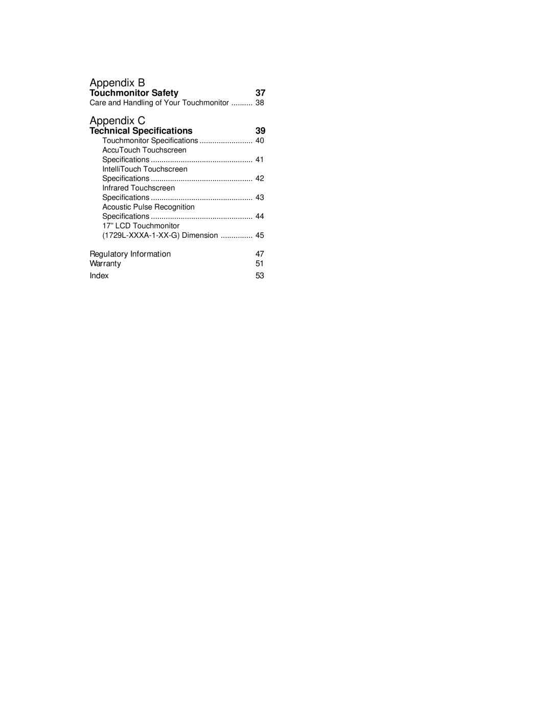 Elo TouchSystems 1729L manual Appendix B 