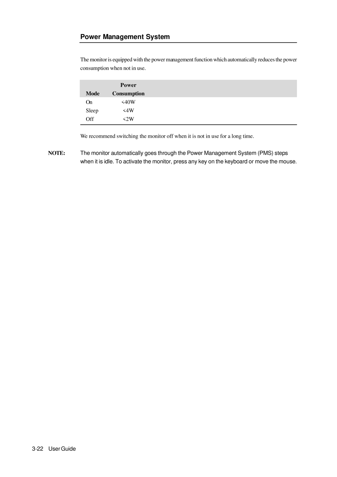 Elo TouchSystems 1739L manual Power Management System, Mode Consumption 