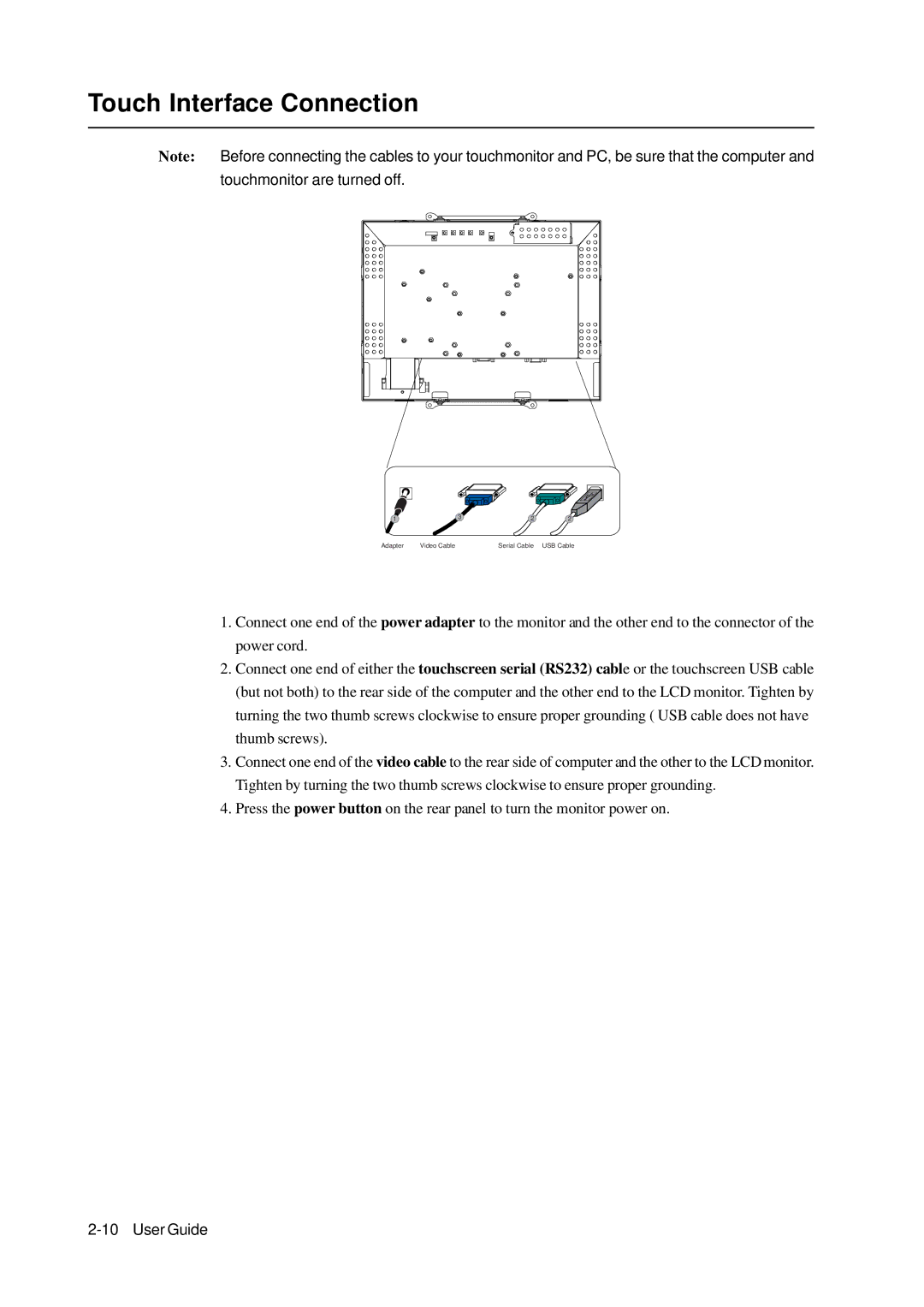 Elo TouchSystems 1739L manual Touch Interface Connection 