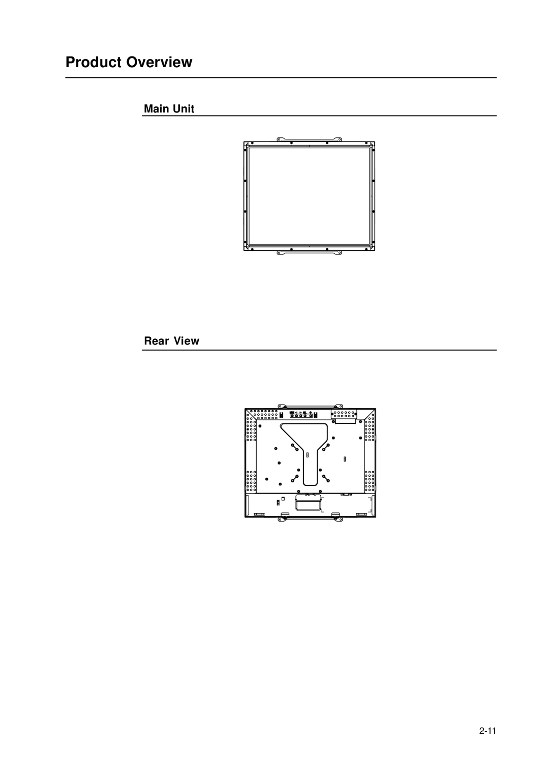 Elo TouchSystems 1739L manual Product Overview, Main Unit Rear View 