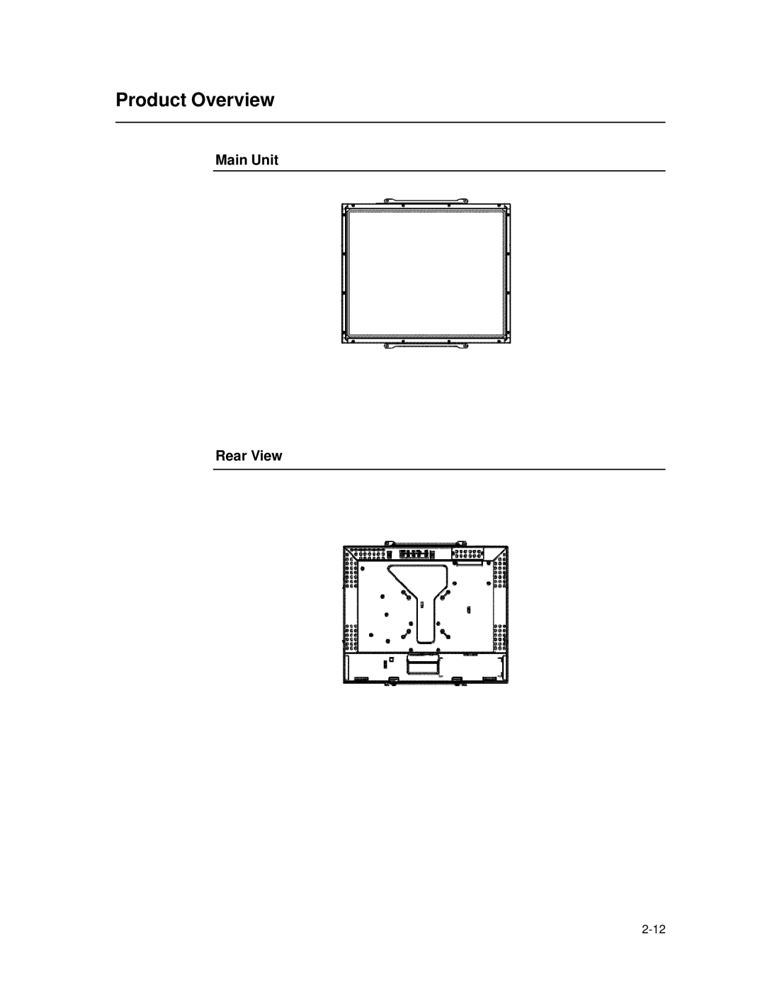 Elo TouchSystems 1739L manual Product Overview, Main Unit Rear View 