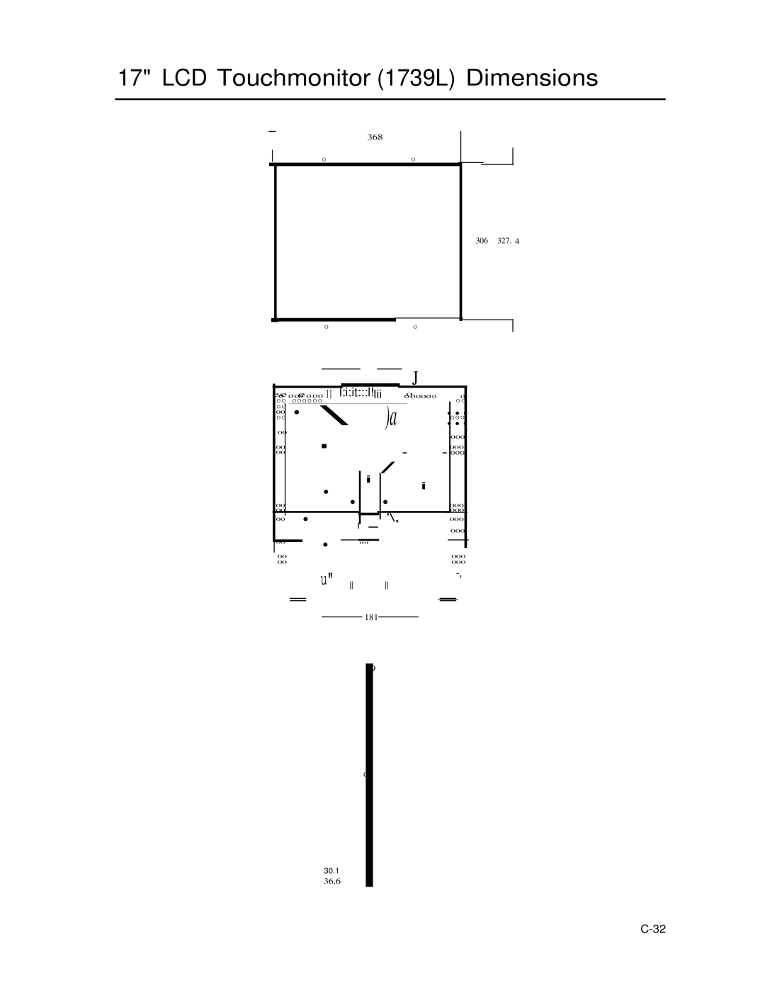 Elo TouchSystems manual LCD Touchmonitor 1739L Dimensions 