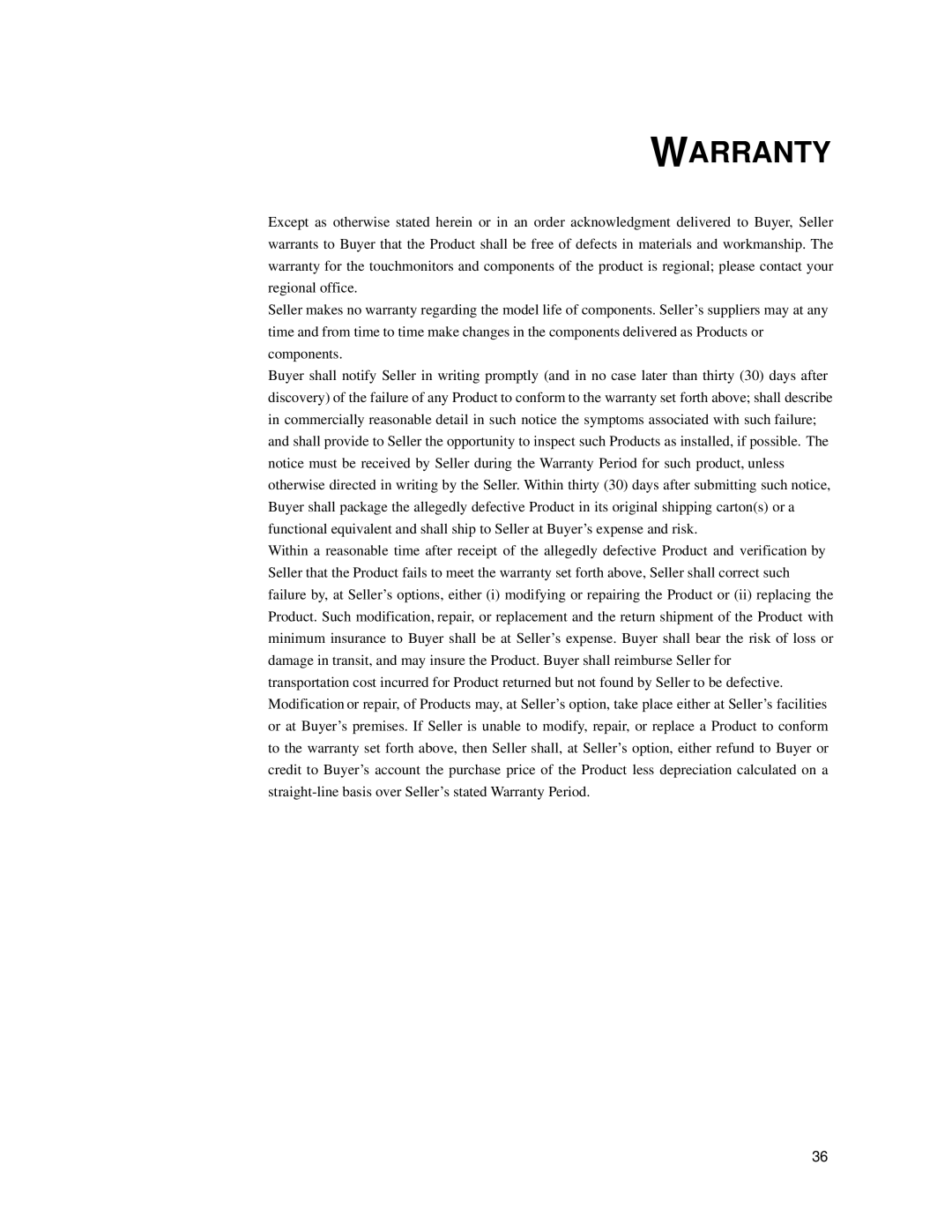 Elo TouchSystems 1739L manual Warranty 