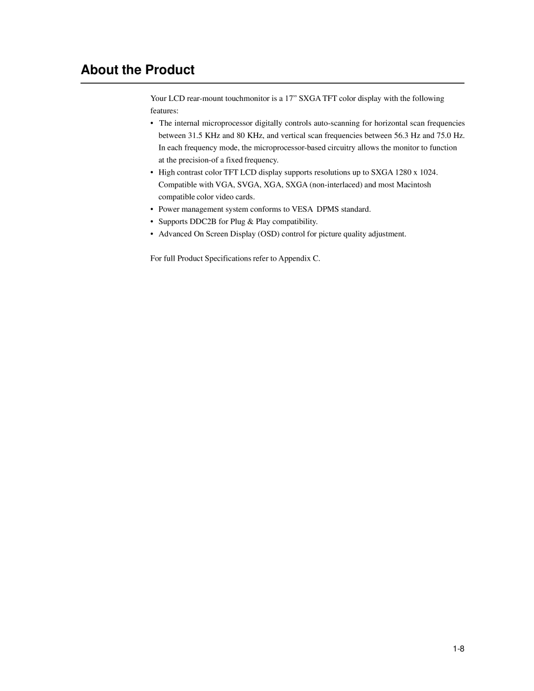 Elo TouchSystems 1739L manual About the Product 