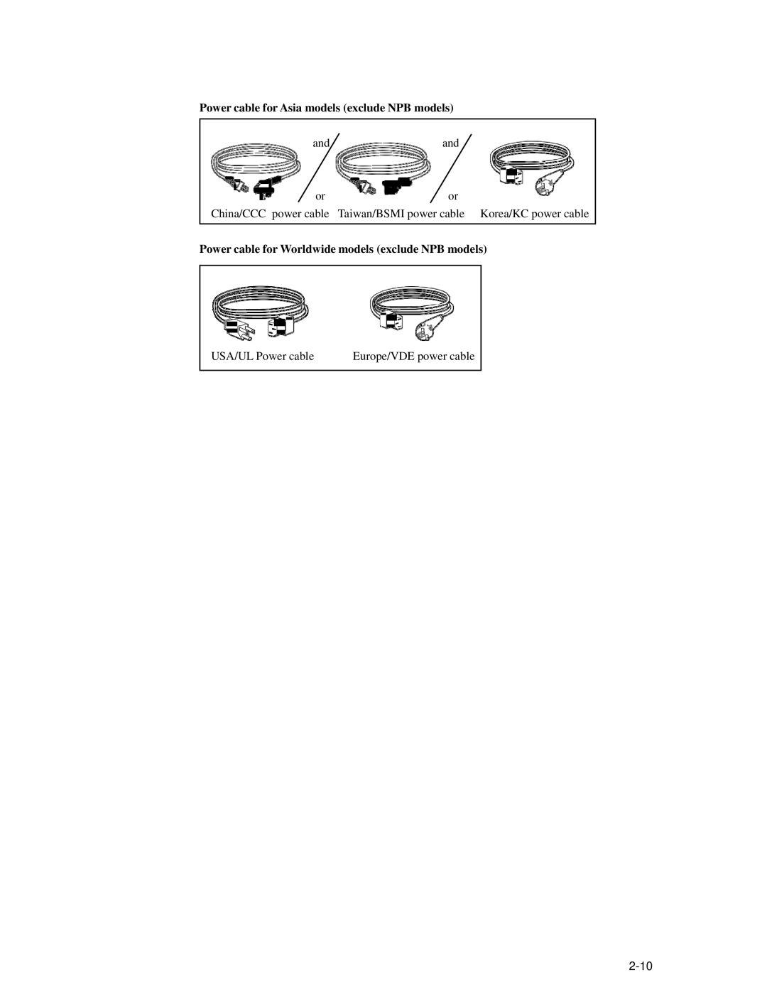 Elo TouchSystems 1739L Power cable for Asia models exclude NPB models, Power cable for Worldwide models exclude NPB models 