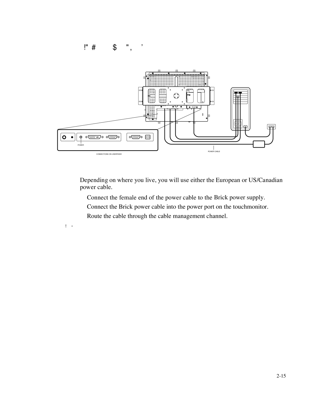 Elo TouchSystems 1767L Series manual Connecting the Power Cable 