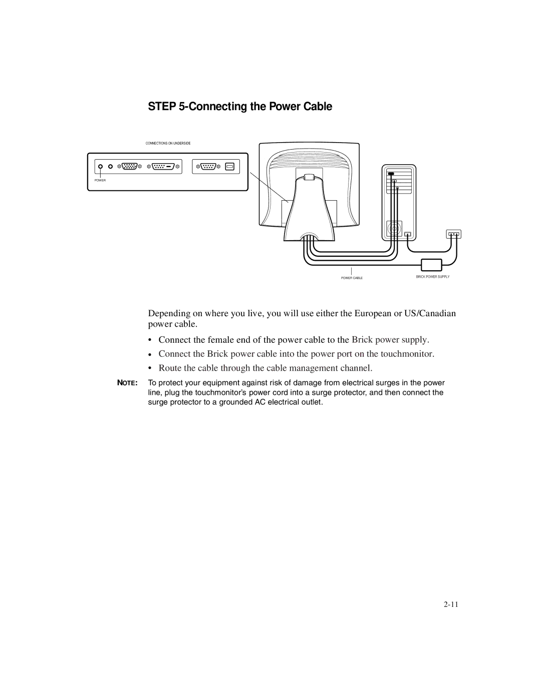 Elo TouchSystems 1827L, 1825L manual Connecting the Power Cable 