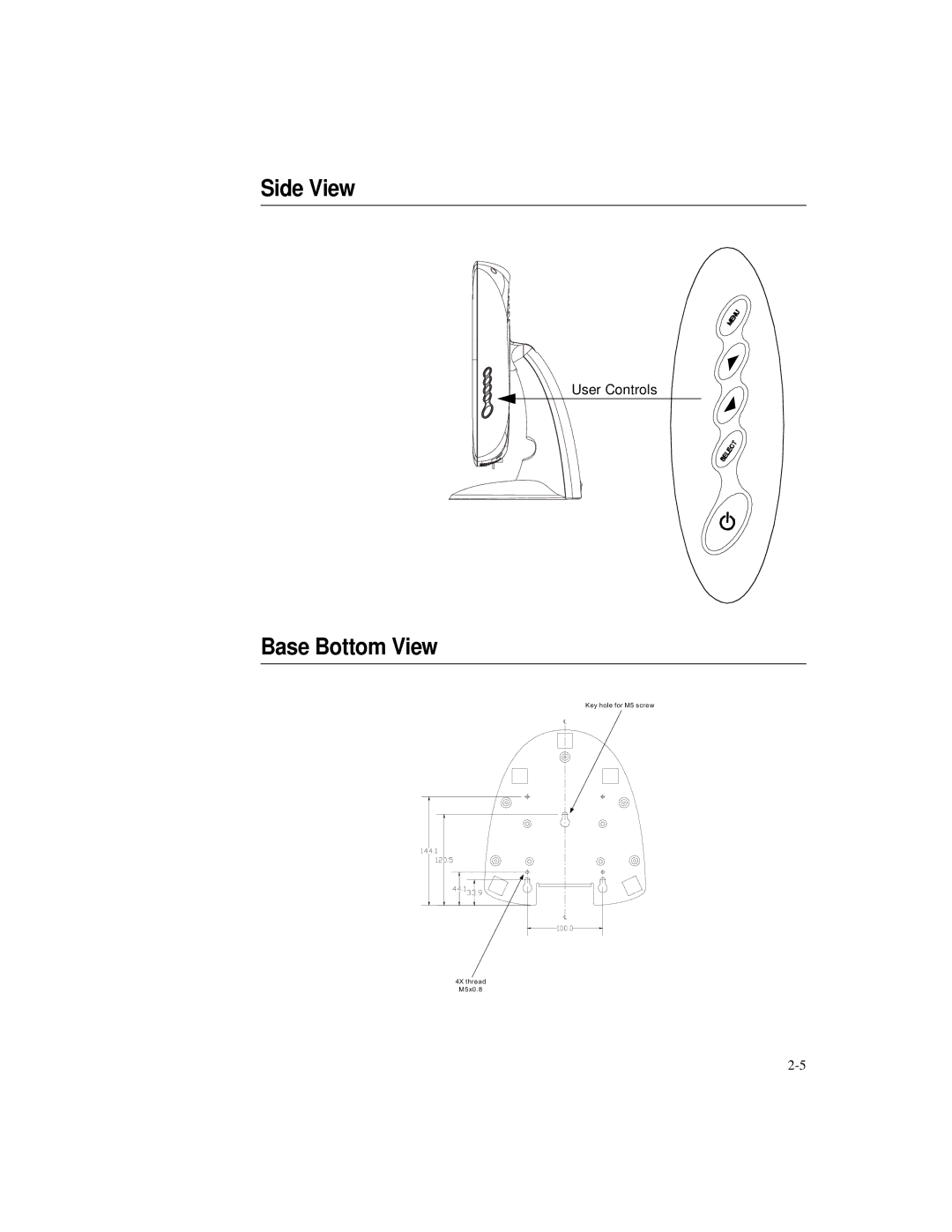 Elo TouchSystems 1827L, 1825L manual Side View 