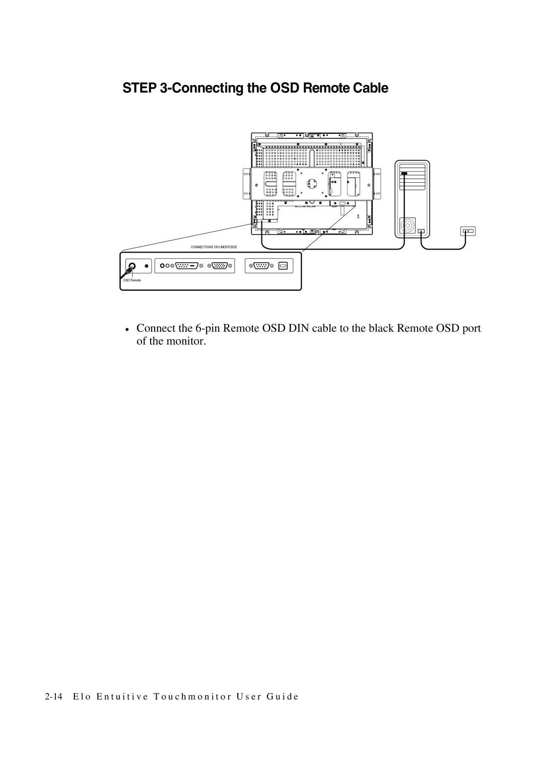 Elo TouchSystems 1847L manual Connecting the OSD Remote Cable 