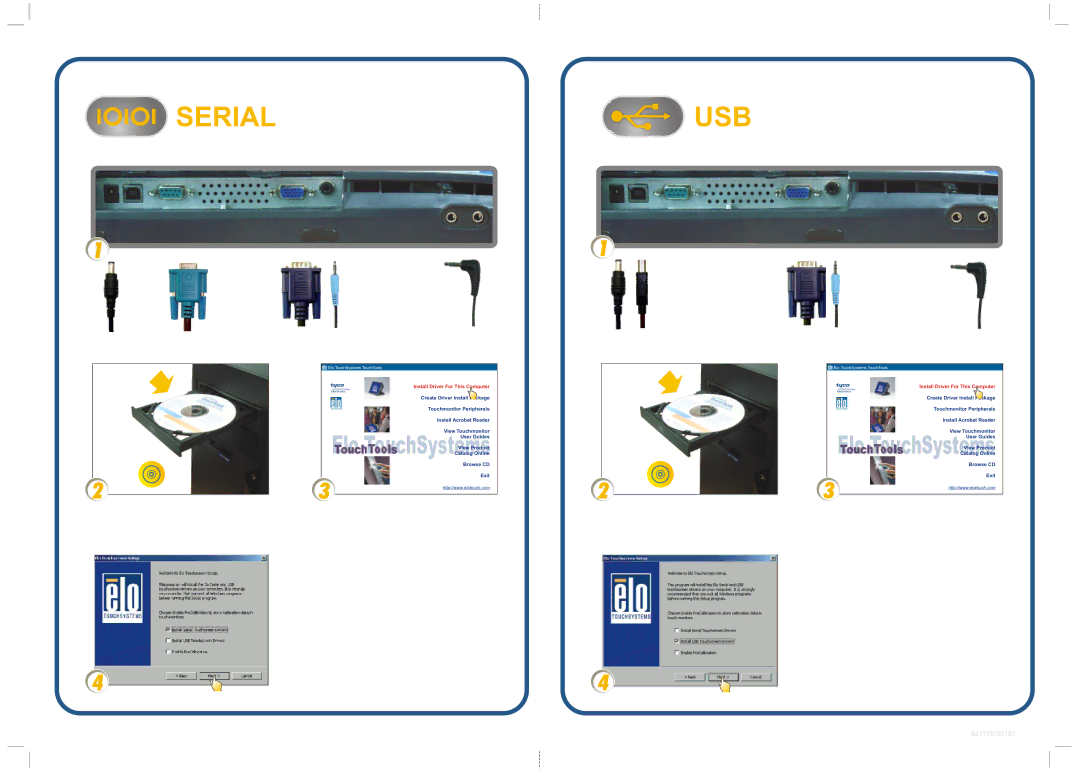 Elo TouchSystems 1919L, 1519L manual Serial USB 
