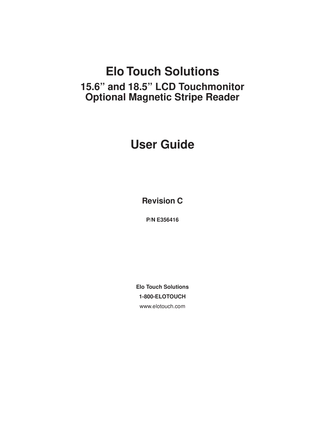 Elo TouchSystems 1919L, 1519L manual User Guide, Revision C 