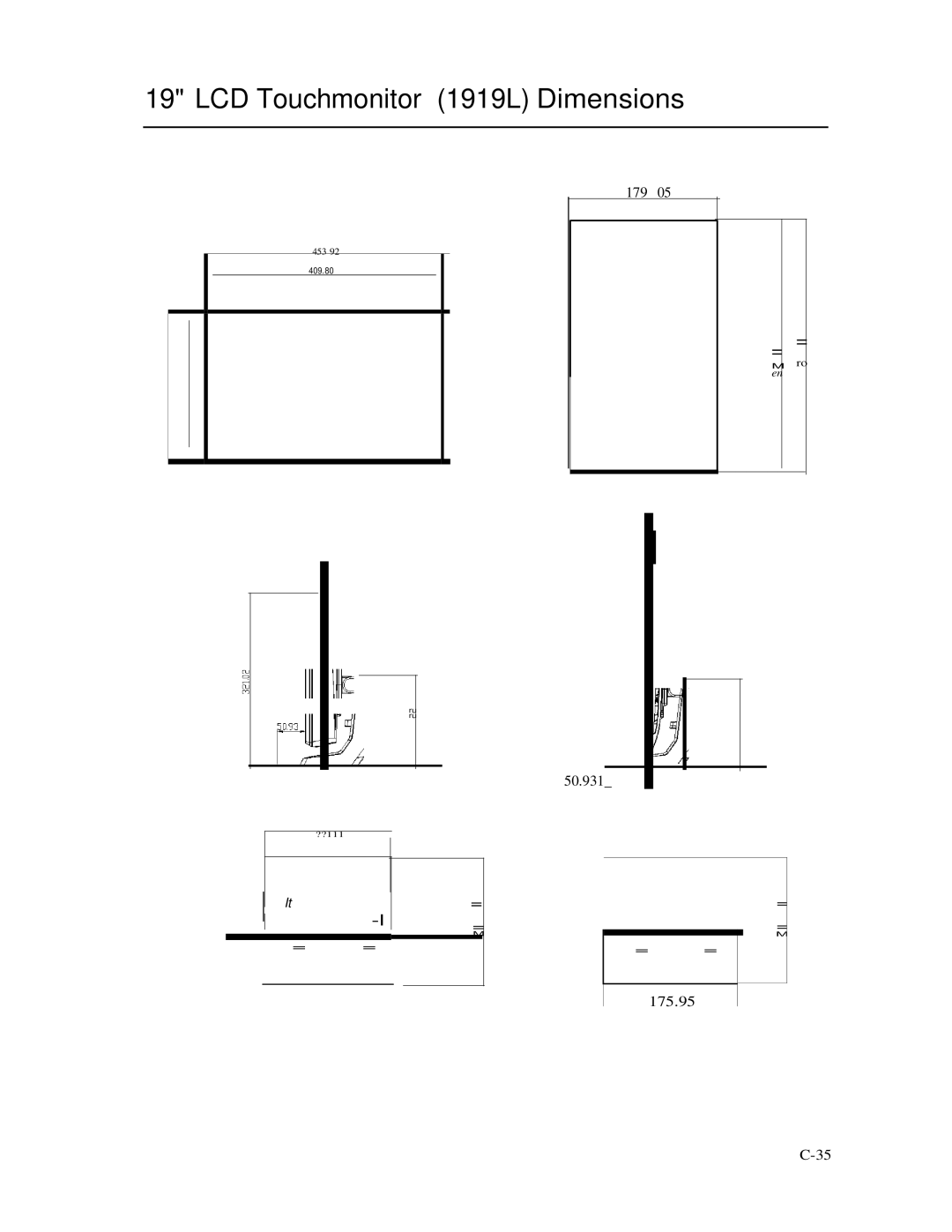 Elo TouchSystems 1519L manual LCD Touchmonitor 1919L Dimensions 