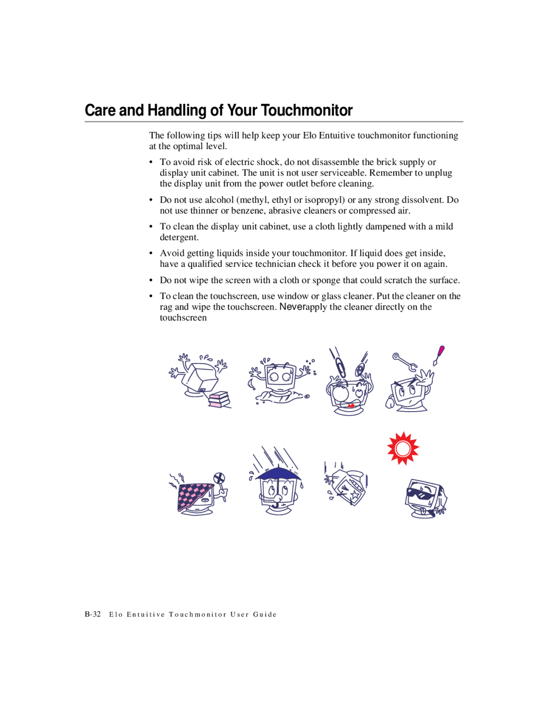 Elo TouchSystems 1925L manual Care and Handling of Your Touchmonitor 