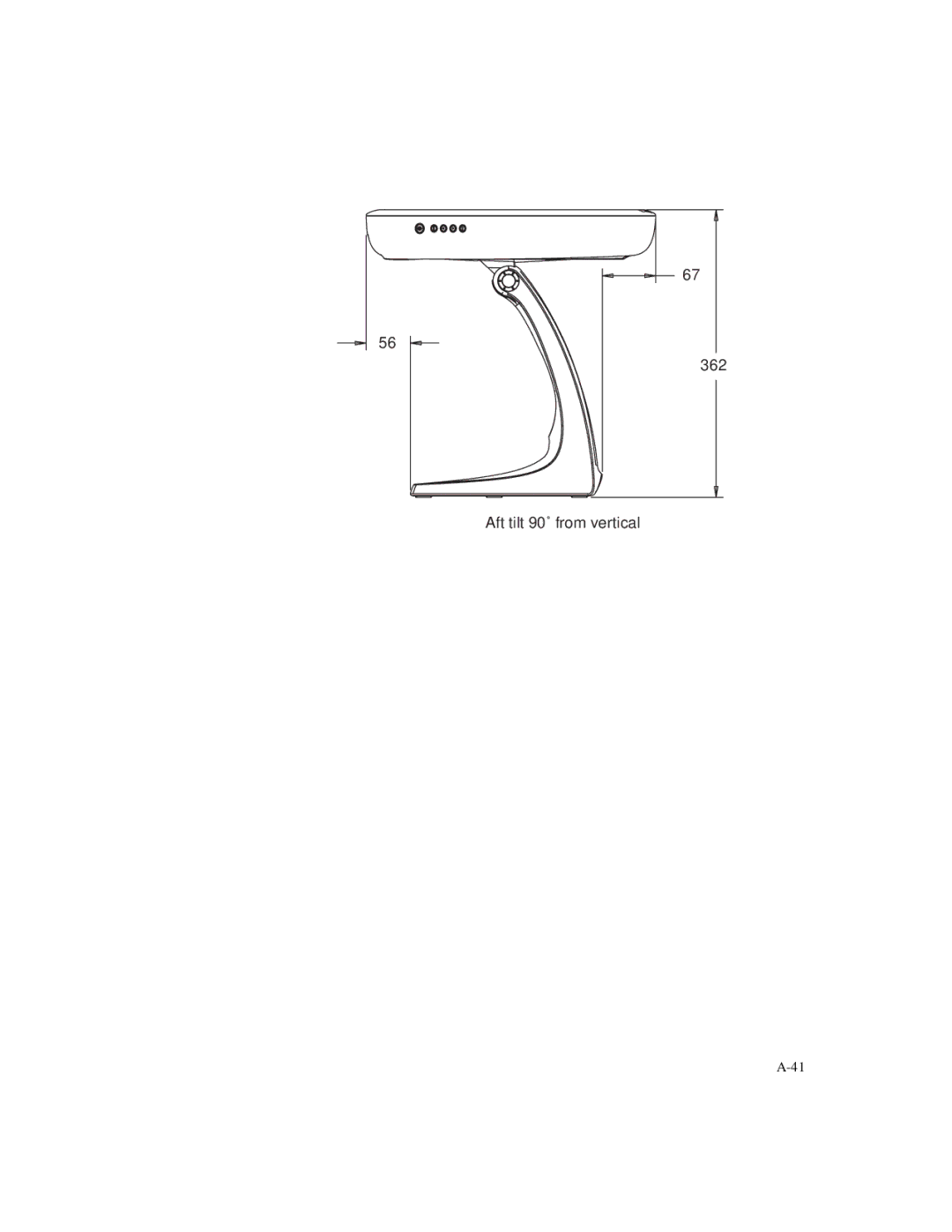 Elo TouchSystems 1925L manual Aft tilt 90˚ from vertical 