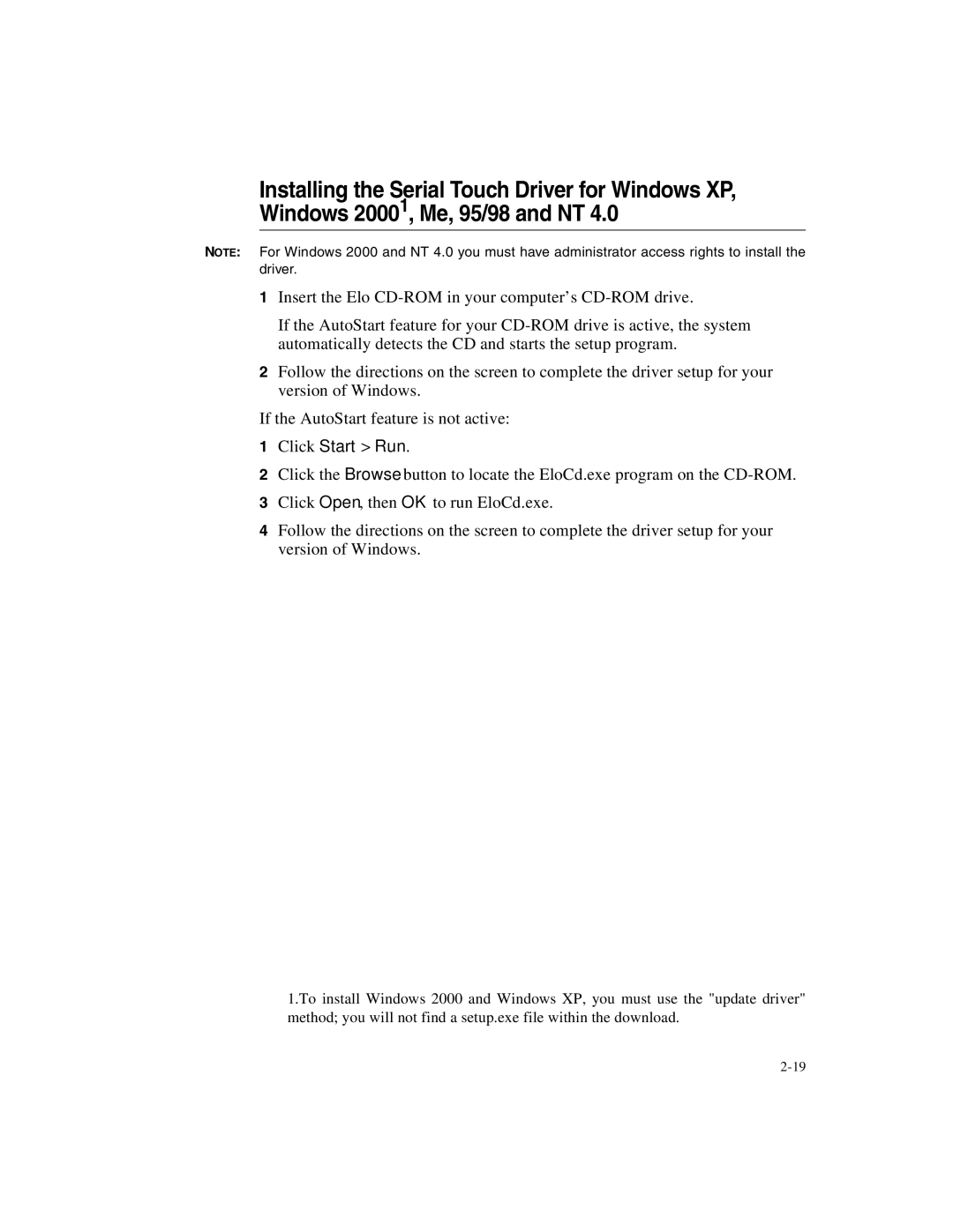 Elo TouchSystems 1925L Series manual 