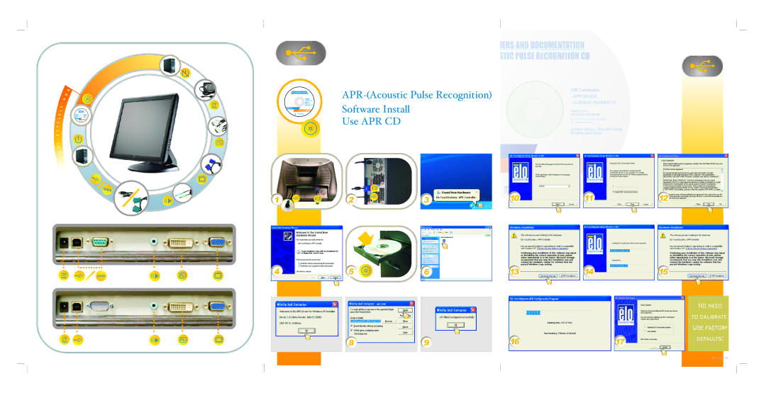 Elo TouchSystems 1928L manual APR-Acoustic Pulse Recognition Software Install Use APR CD 