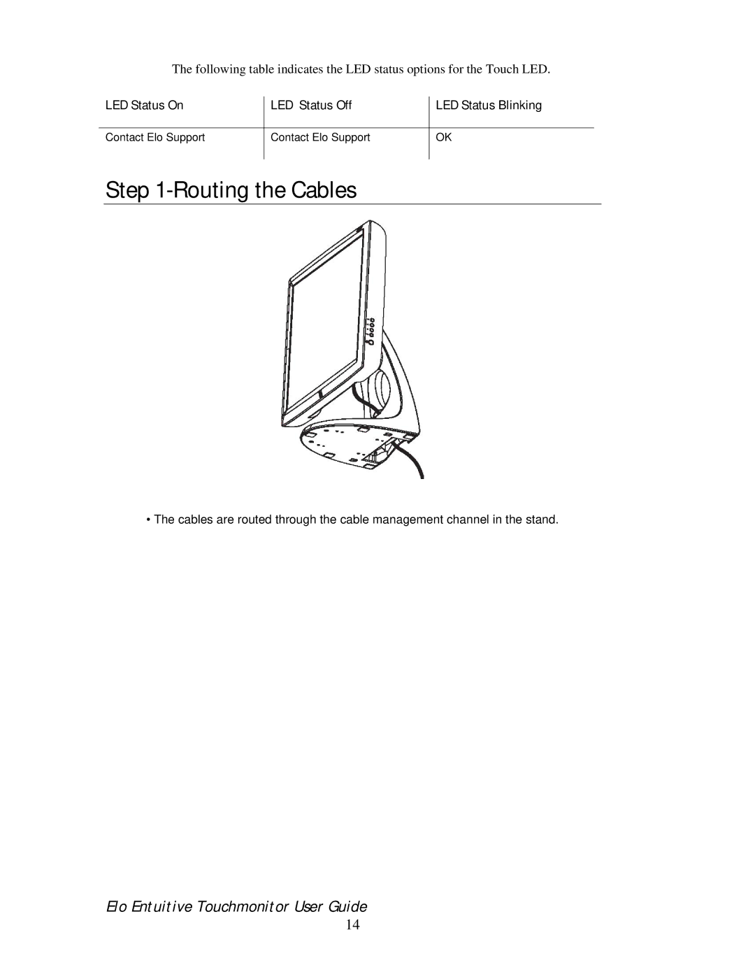 Elo TouchSystems 192XL-XXWA-1 Series manual Routing the Cables 