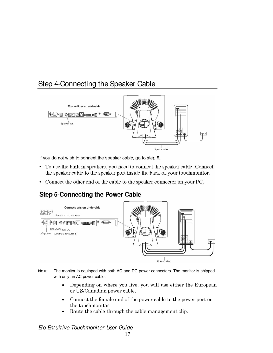 Elo TouchSystems 192XL-XXWA-1 Series manual Connecting the Speaker Cable 