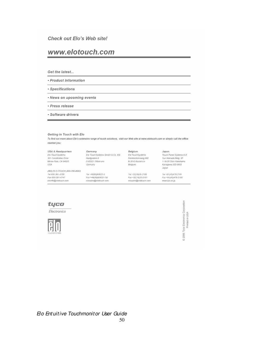 Elo TouchSystems 192XL-XXWA-1 Series manual Elo Entuitive Touchmonitor User Guide 