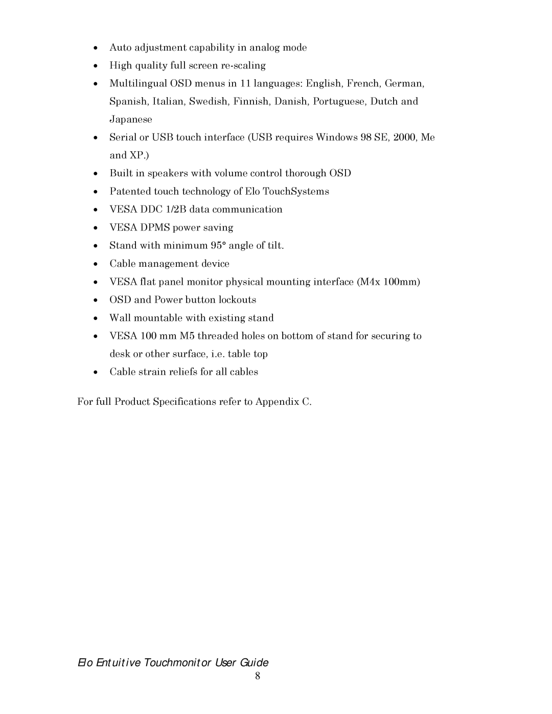 Elo TouchSystems 192XL-XXWA-1 Series manual Elo Entuitive Touchmonitor User Guide 