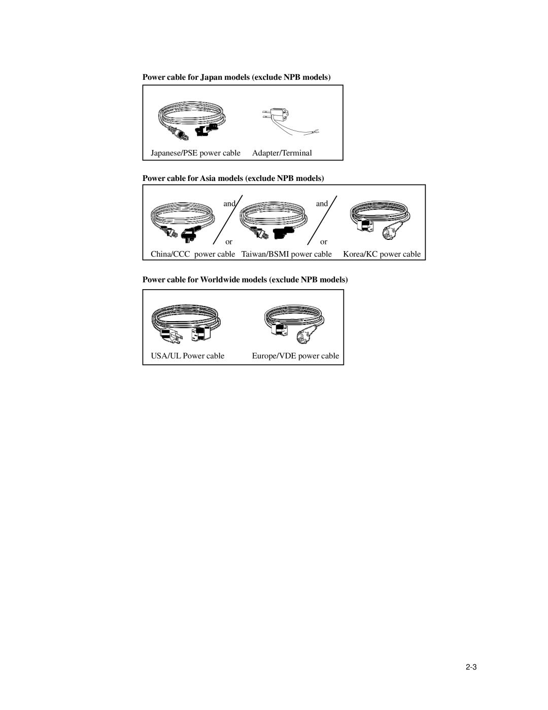 Elo TouchSystems 1939L Power cable for Japan models exclude NPB models, Power cable for Asia models exclude NPB models 