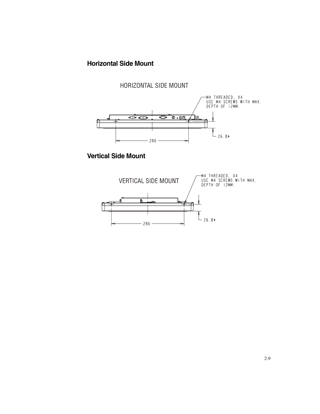 Elo TouchSystems 1947L manual Horizontal Side Mount 