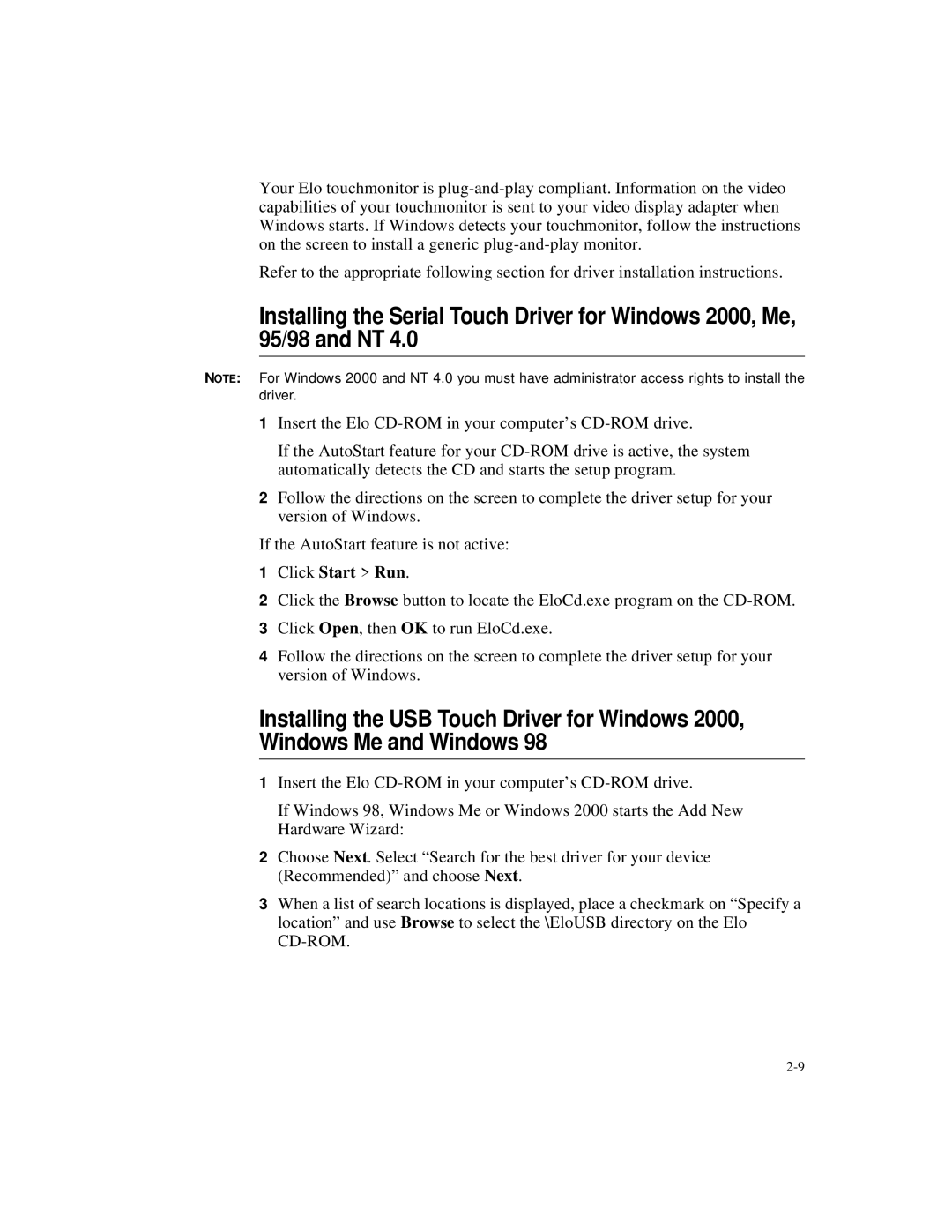 Elo TouchSystems 2125C Series manual 