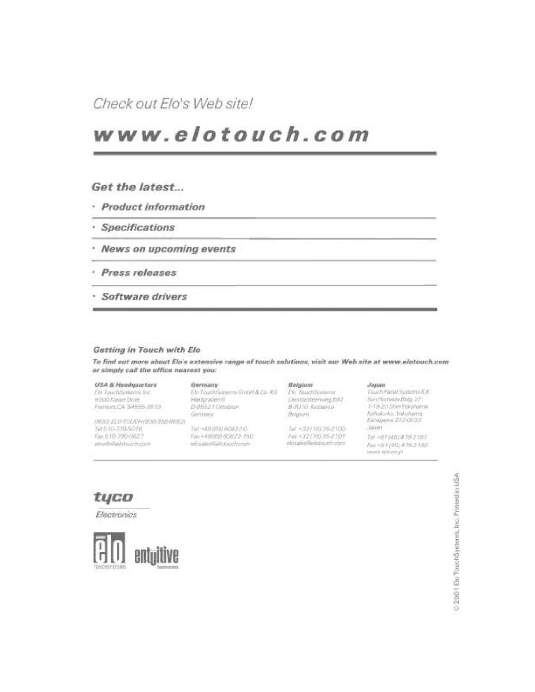 Elo TouchSystems 2125C Series manual 