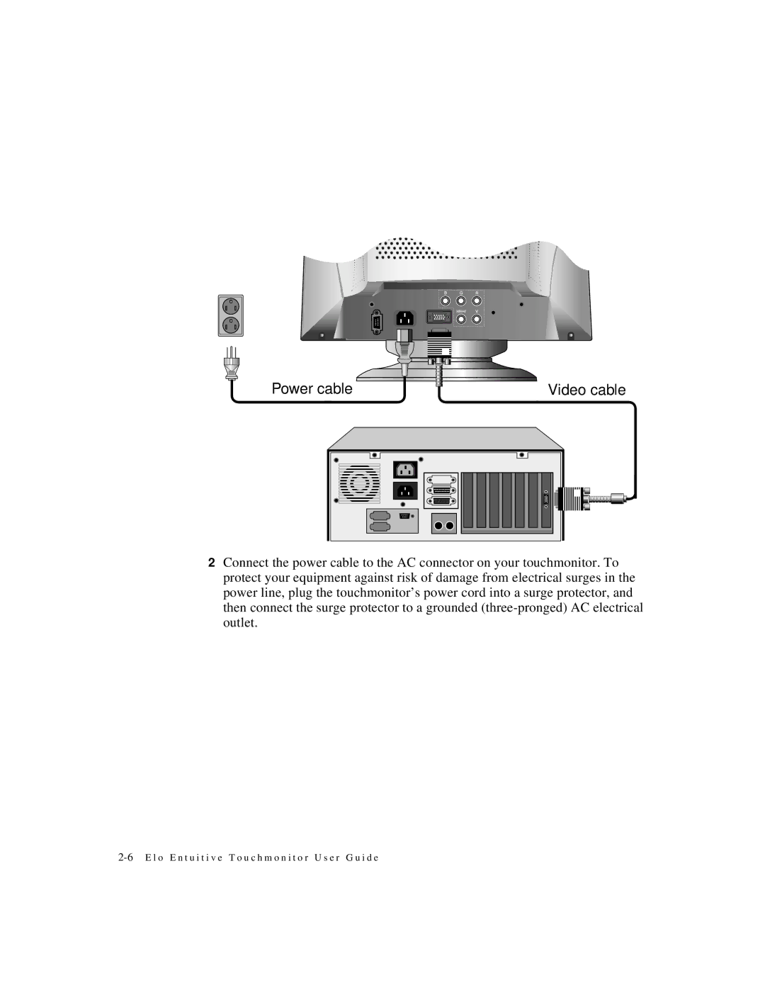 Elo TouchSystems 2125C manual Power cable Video cable 