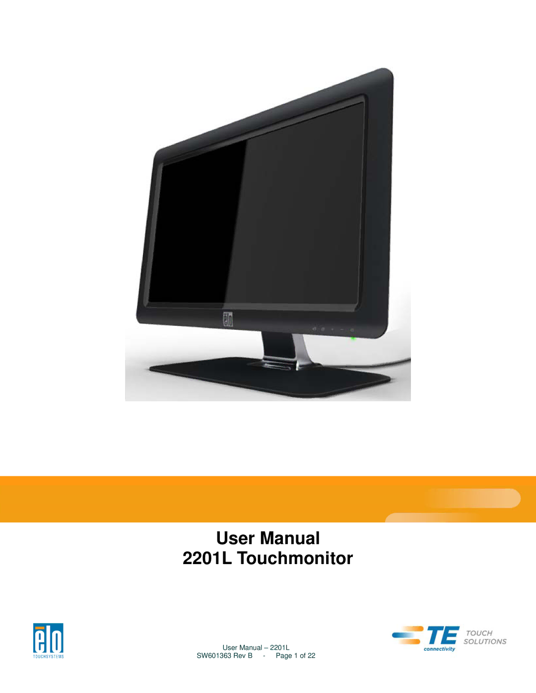 Elo TouchSystems user manual 2201L Touchmonitor 