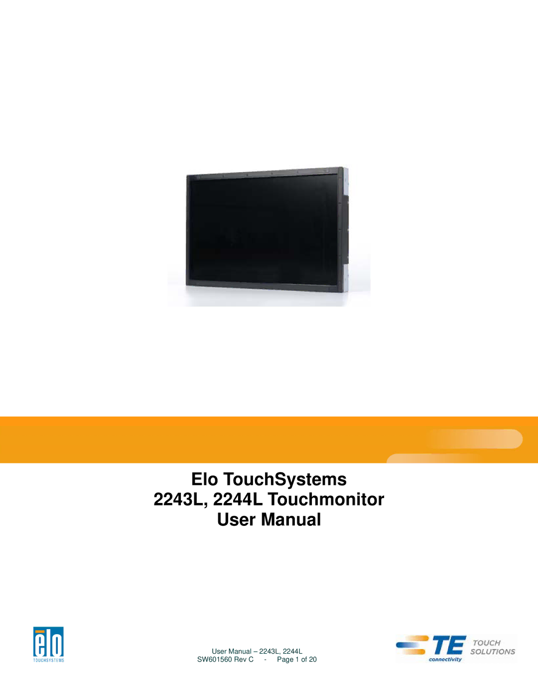 Elo TouchSystems user manual Elo TouchSystems 2243L, 2244L Touchmonitor 